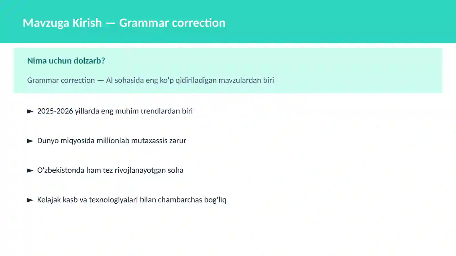 AI | NLP TABIIY TIL QAYTA ISHLASH 2