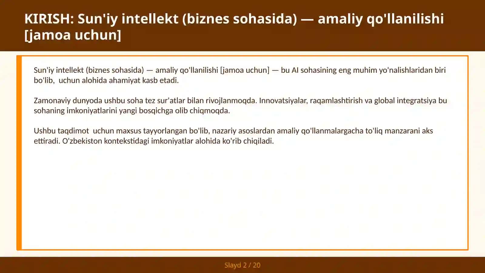 Sun'iy intellekt (biznes sohasida) — amaliy qo'llanilishi [jamoa uchun] 2