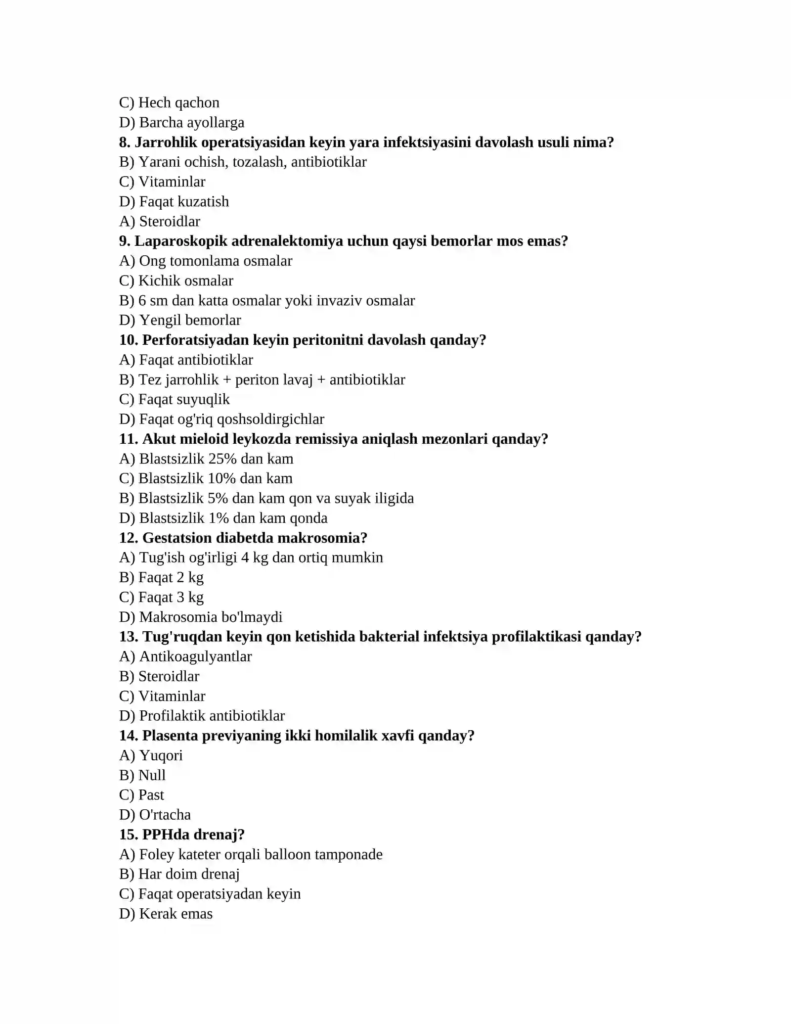 TAYYORGARLIK TEST TO'PLAMI 2