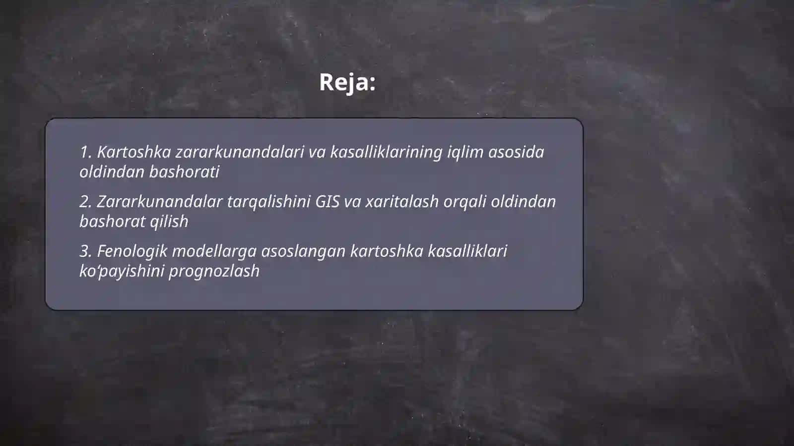 Kartoshka zararkunandalari va kasalliklarini tarqalishi va ko`pyishini oldindan basharot qilish 2