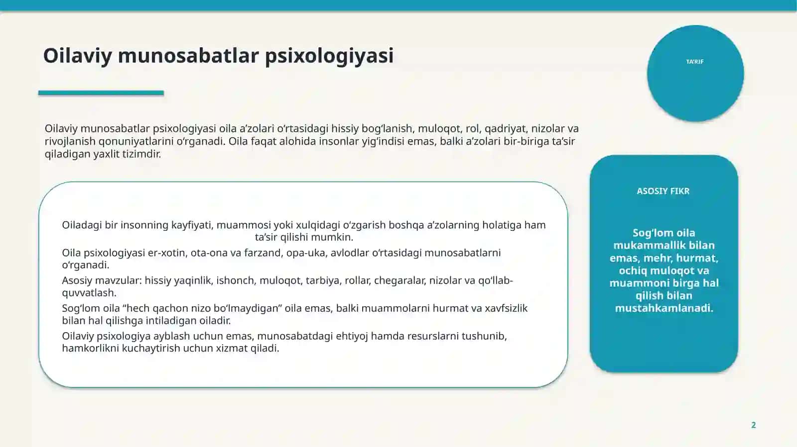Oilaviy Munosabatlar Psixologiyasi 2