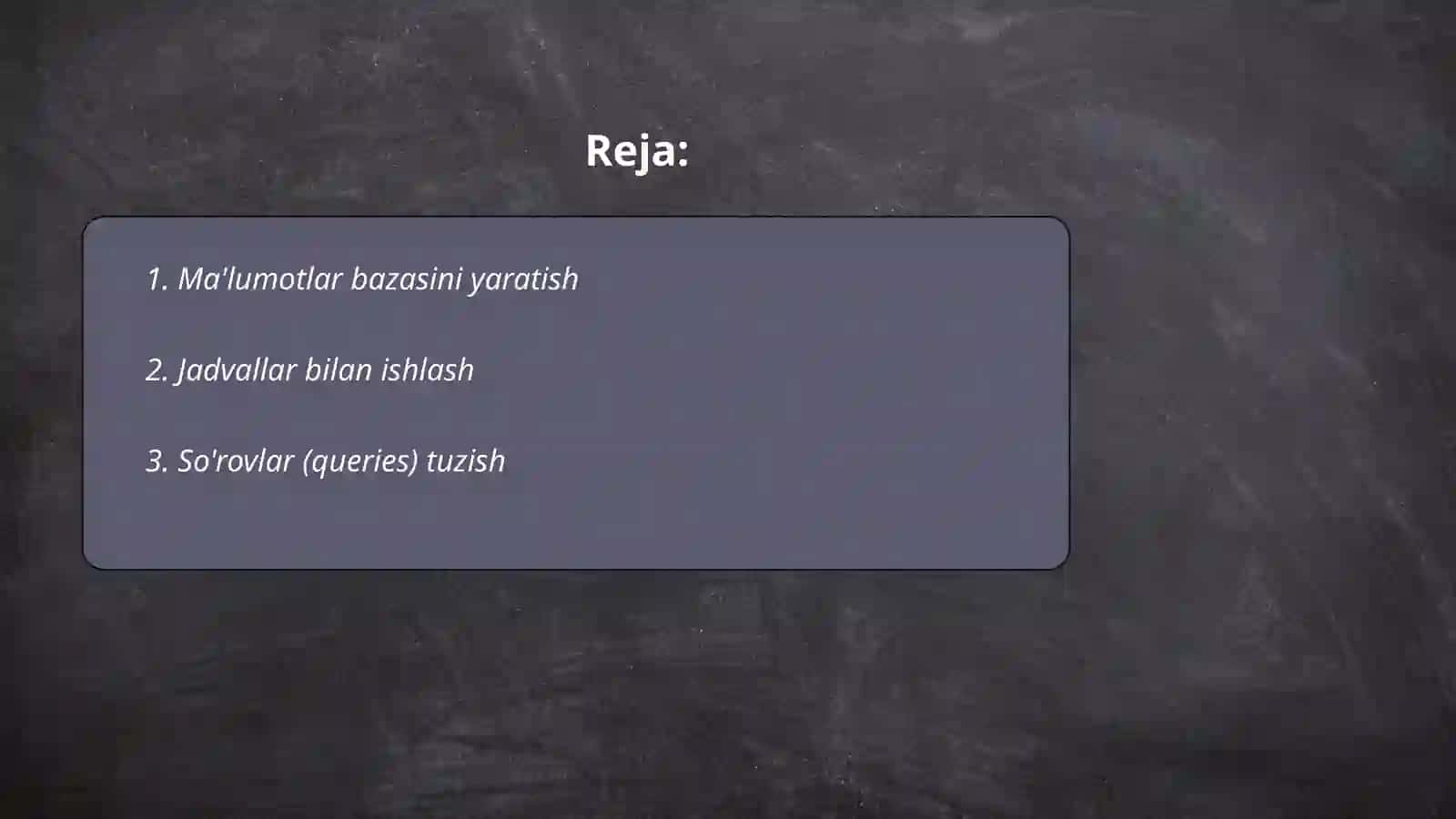 Microsoft Acces ilovasidan sohada foydalanish 2