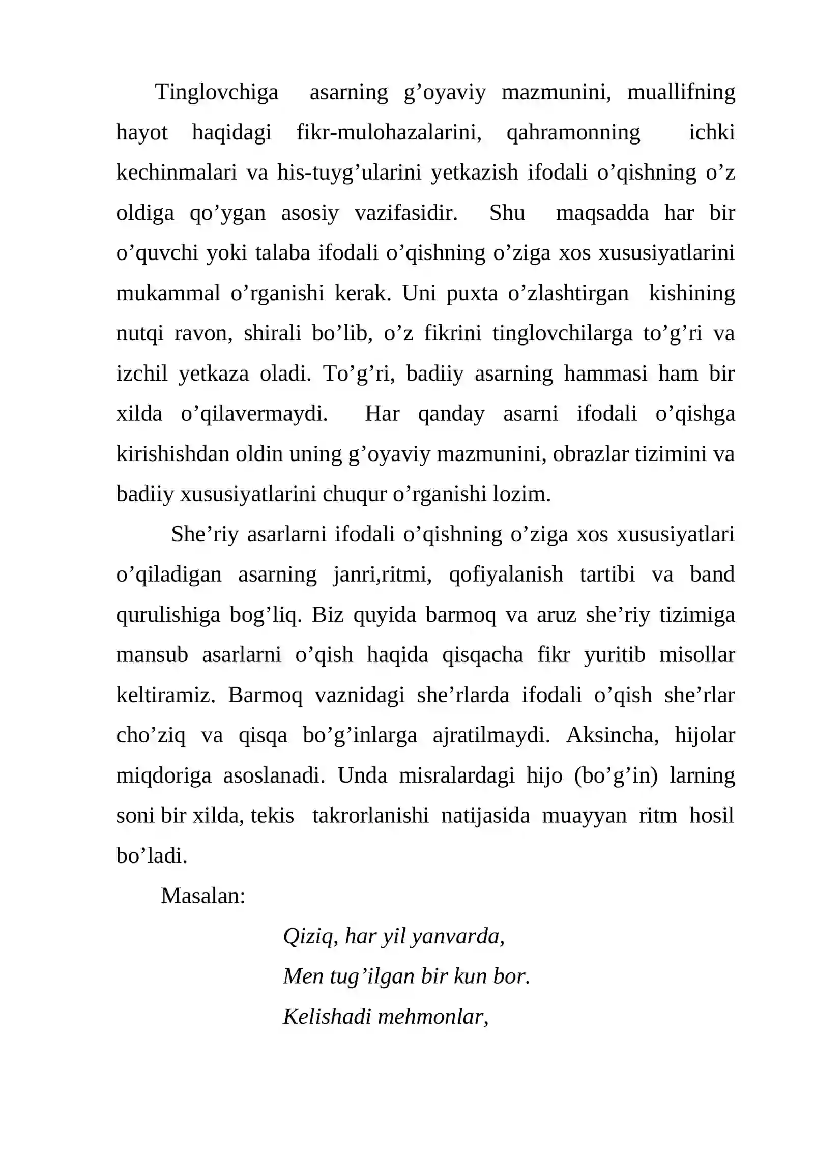 BARMOQ VAZNIDAGI SHE'RLARNI IFODALI O'QISH TEXNIKASI 2