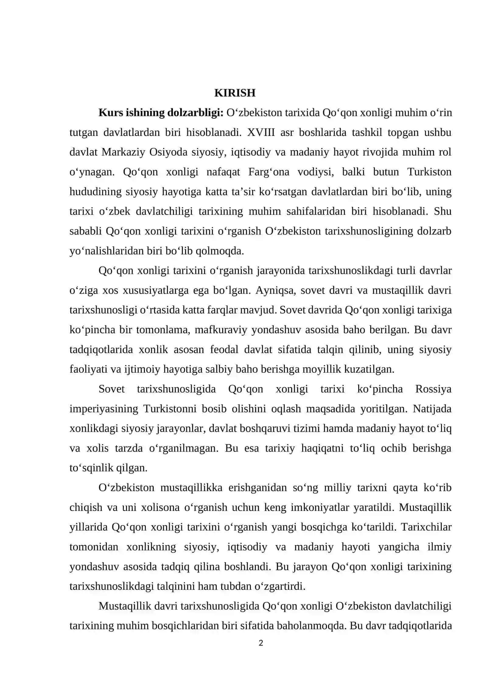 Qo’qon xonligi tarixining Sovet va mustaqillik davri tarixshunoslik talqini 2