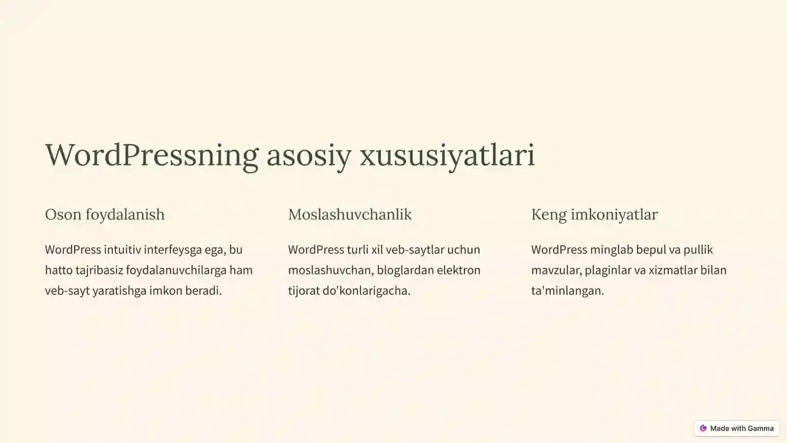 WordPress CMS bilan ishlash 2