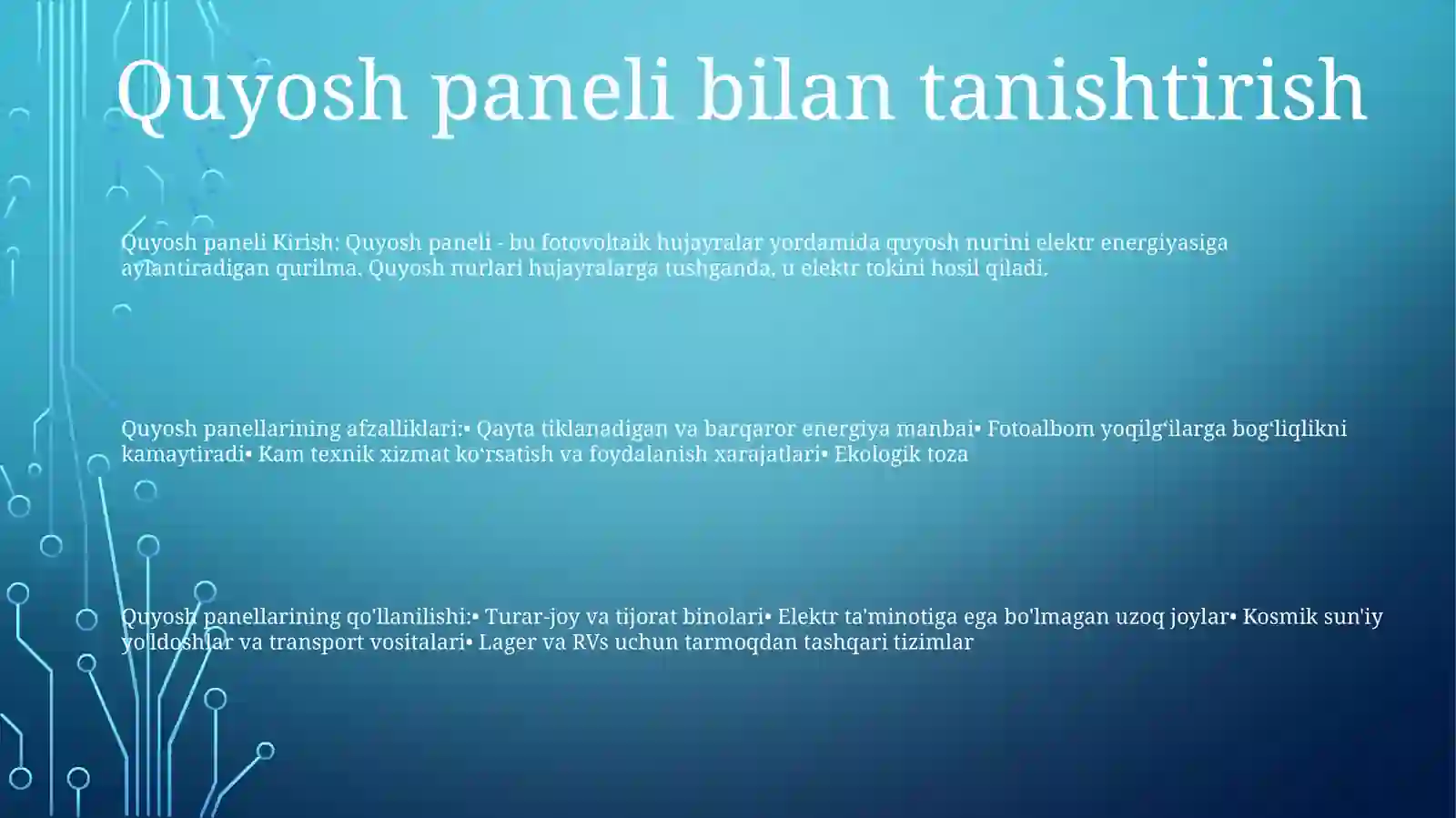 Quyosh Panel Haqida 2