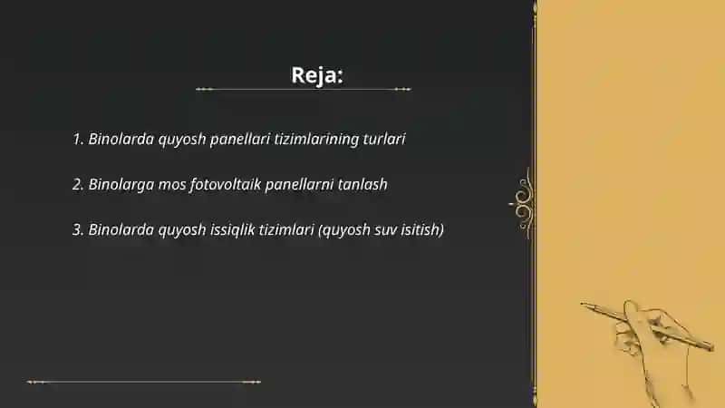 Binolarning quyosh qurilmalari 2