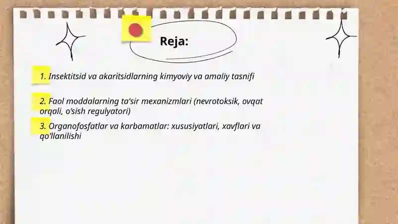 Qishloq xо‘jalik ekinlari zararkunandalariga qarshi qо‘llaniladigan insektitsid, akaritsidlar va ularning qо‘llanilishi 2