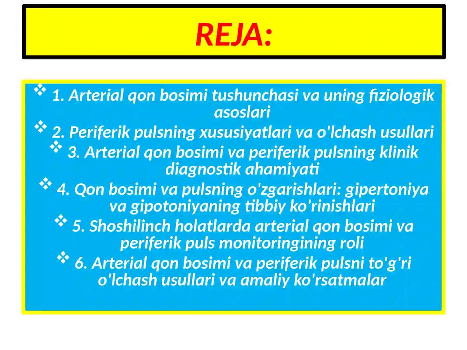 Normal Fizologiya. Arterial Qon Bosimi va Periferik Pulsni Tibbiyotdagi Ahamiyati 2