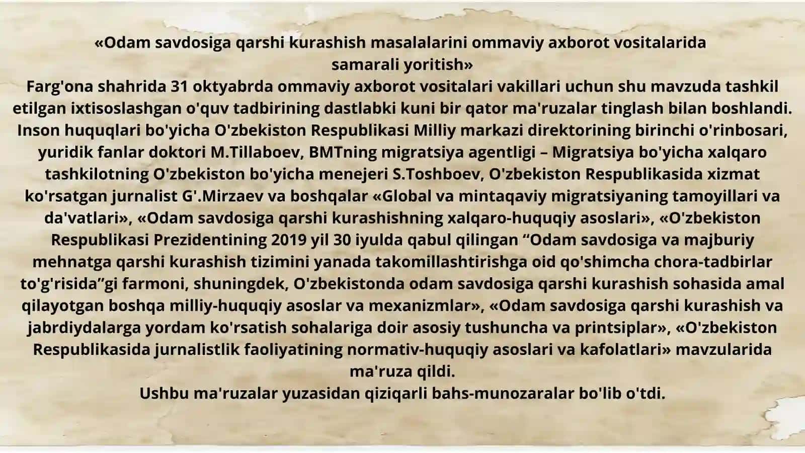 Mass-Mediada Odam savdosiga 2