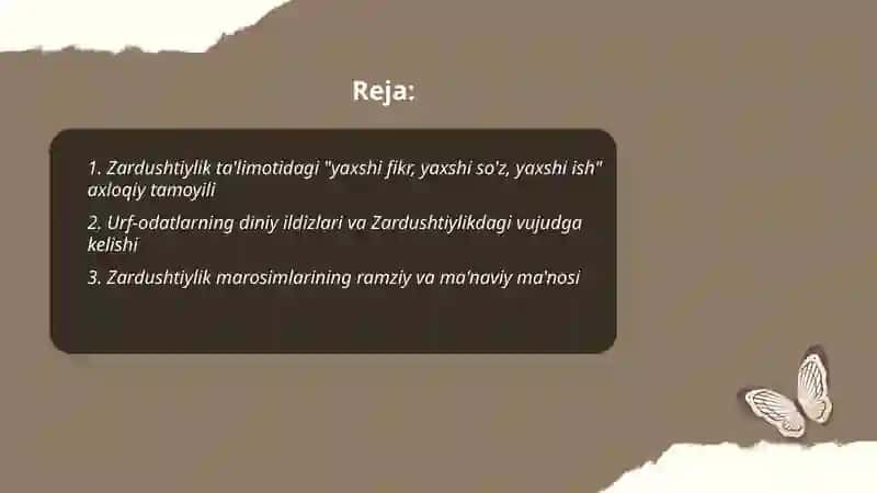 Zardushtiylik taʼlimotida urf odat marosimlar manaviy axloqiy qarashlar 2