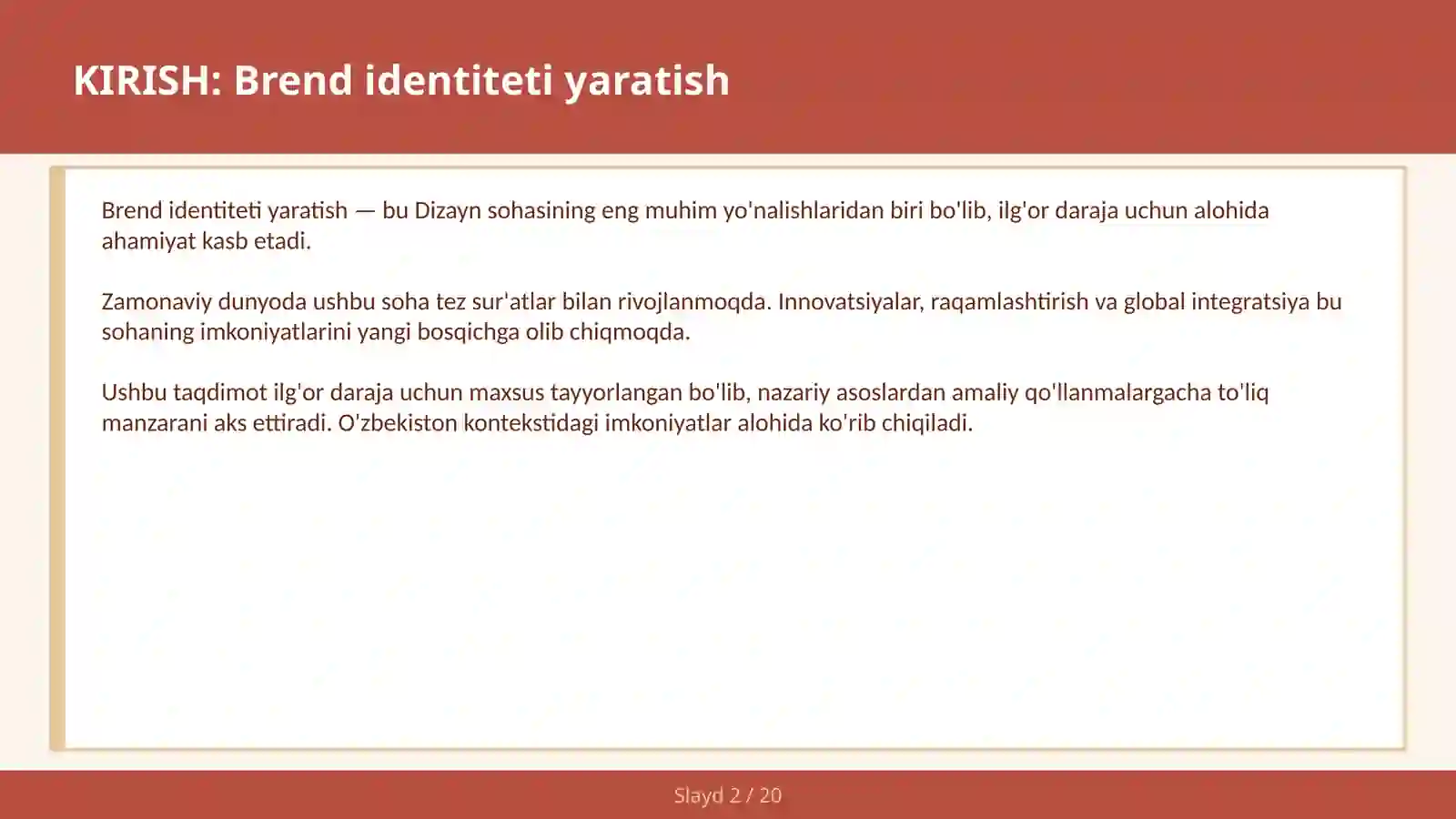 Brend identiteti yaratish 2