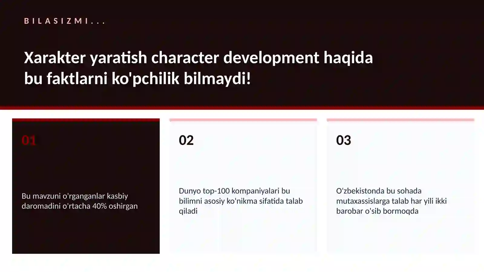 Xarakter yaratish character development 2