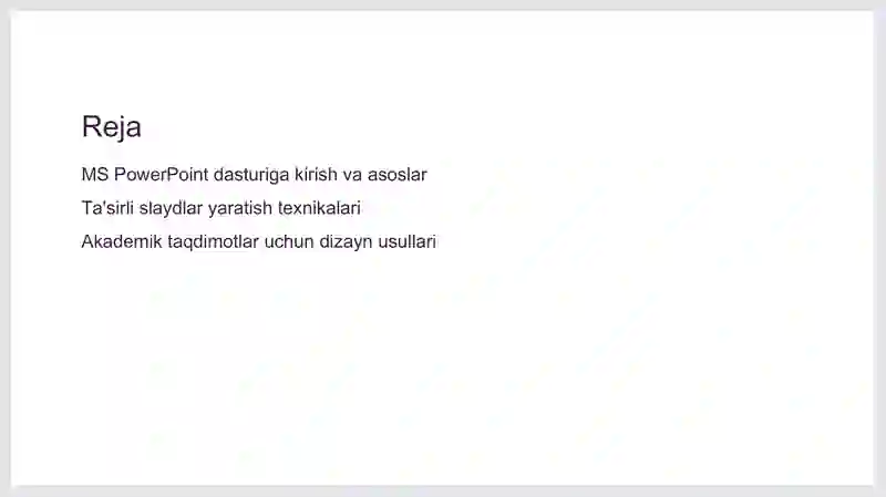 MS PowerPoint dasturi bilan ishlash 2