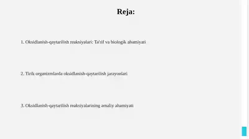 Tirik organizmlarda oksidlanish-qaytarilish reaksiyalari 2