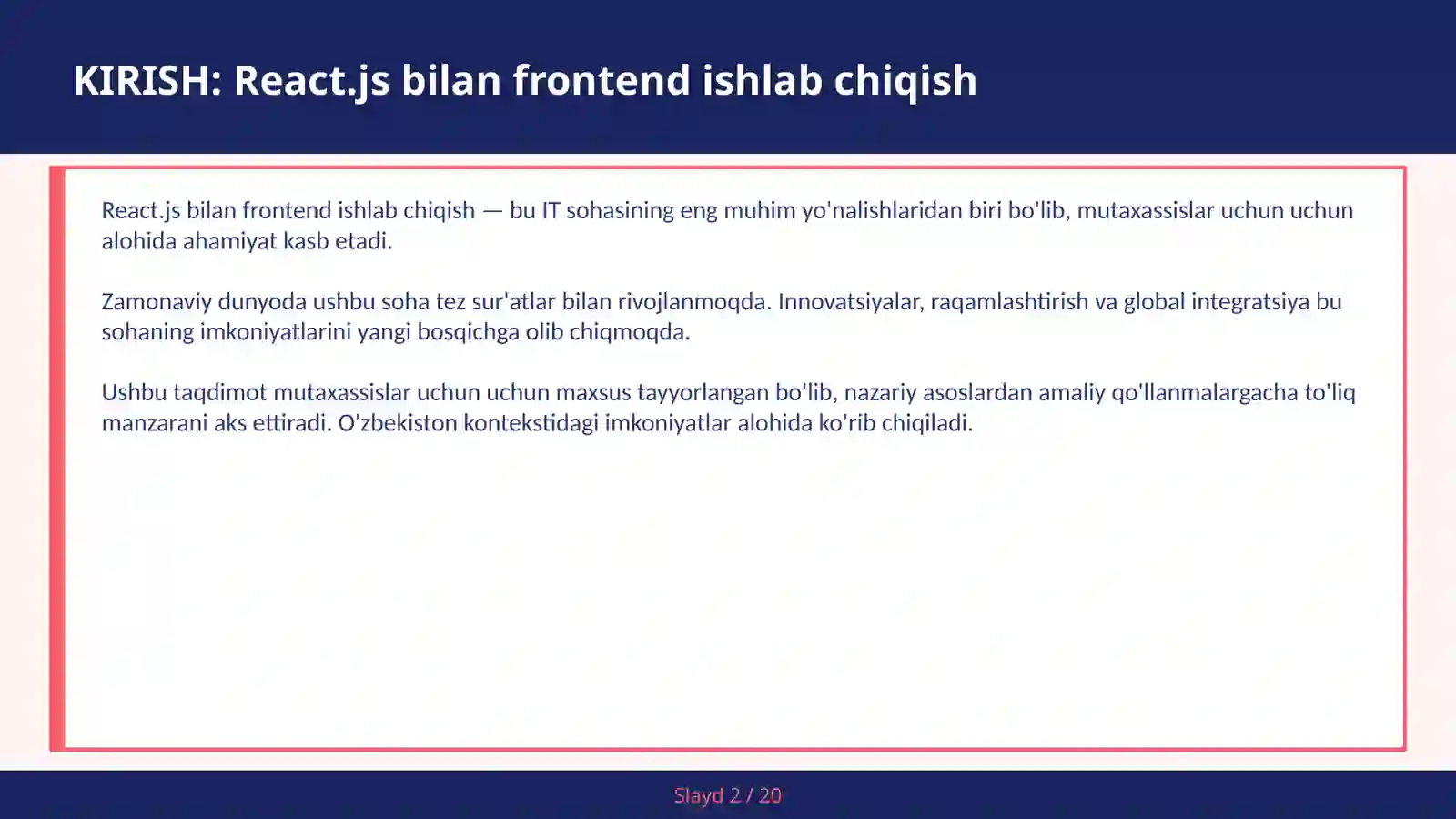 React.js bilan frontend ishlab chiqish 2