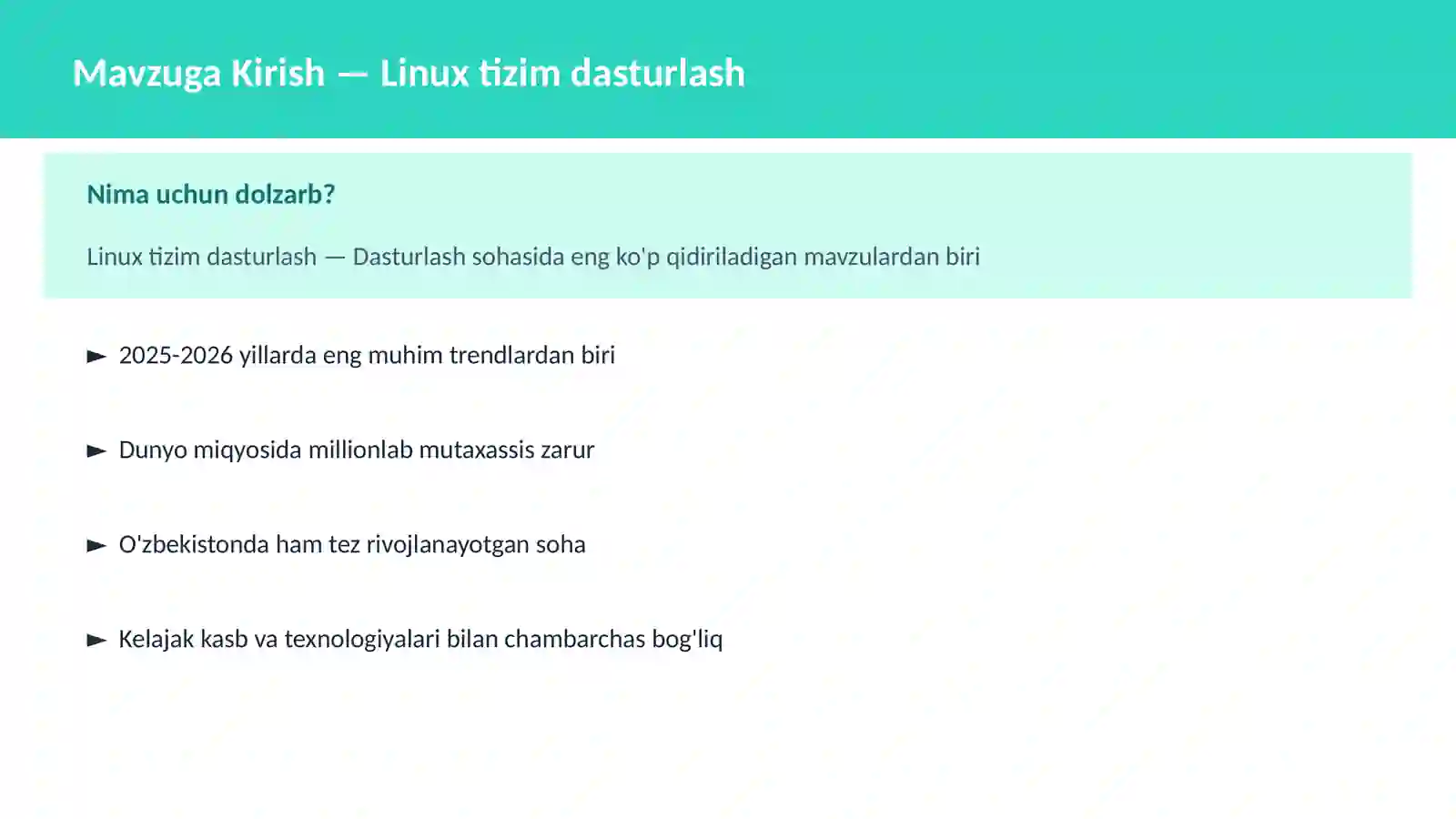 Linux tizim dasturlash 2