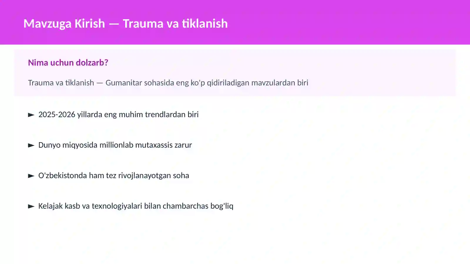 Trauma va tiklanish 2