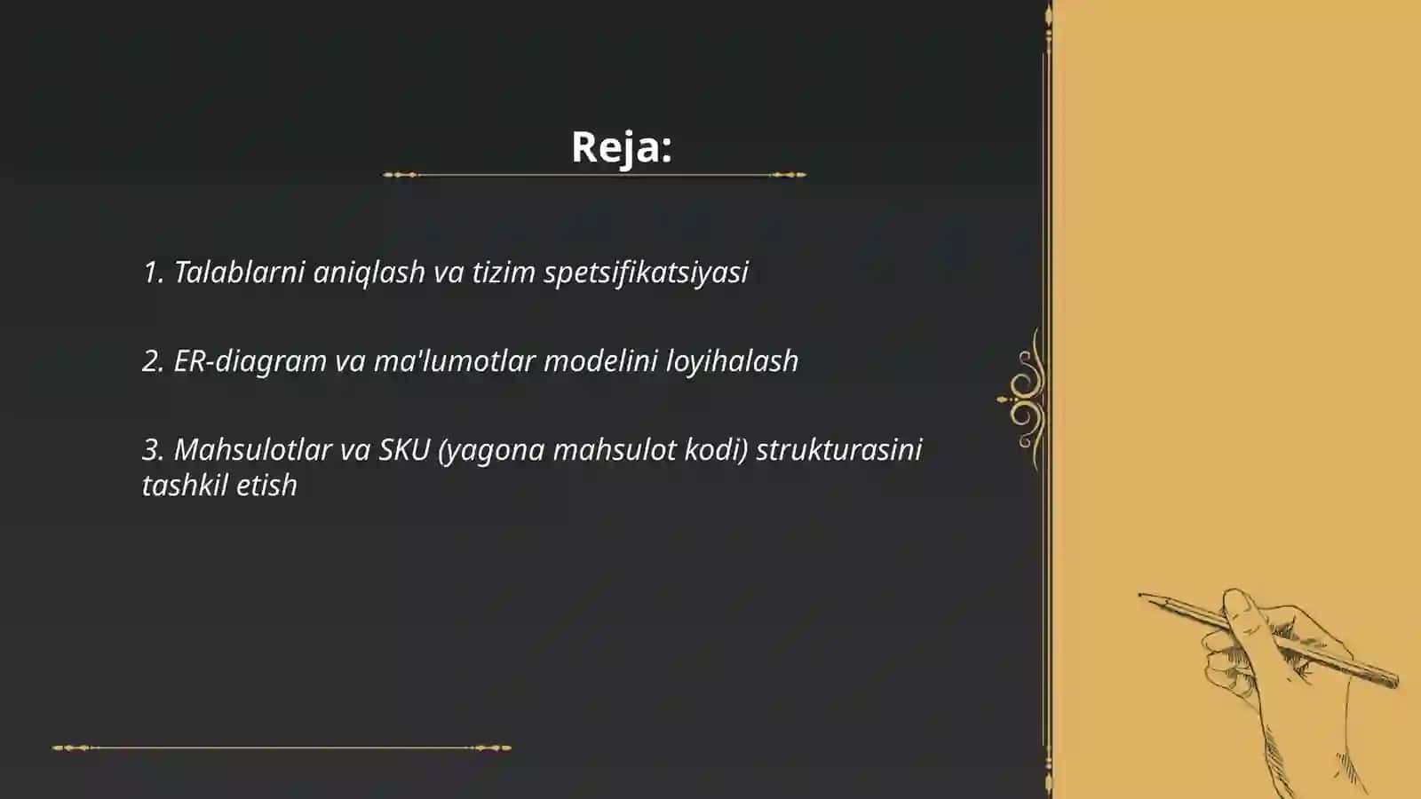Mahsulotlar zaxirasi uchun ma'lumotlar bazasi 2