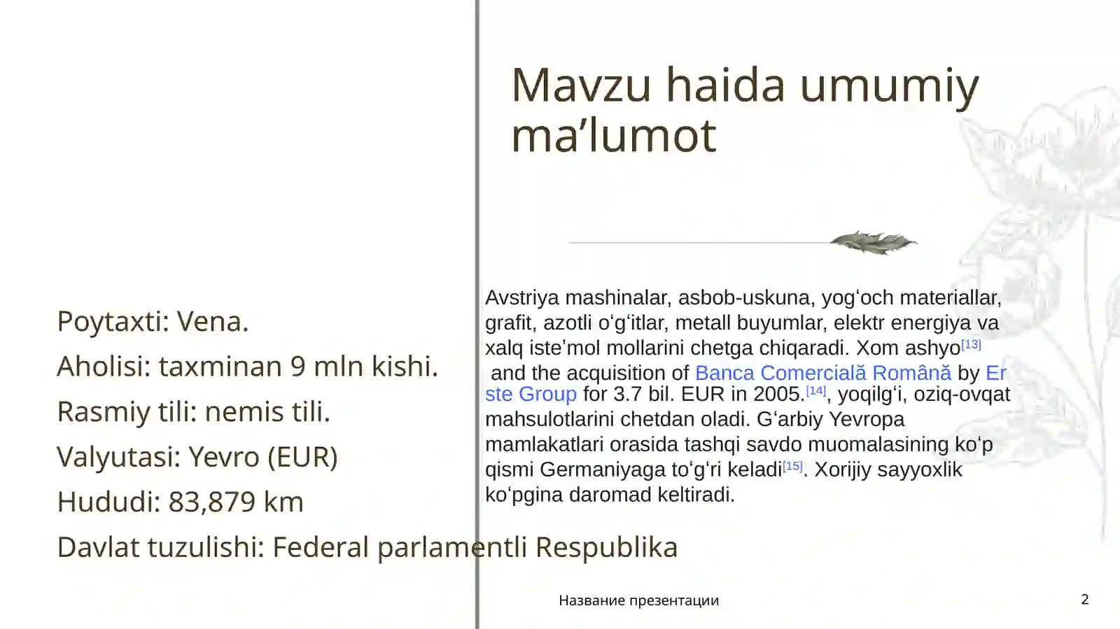 Avstriya Iqtisodiyoti 2