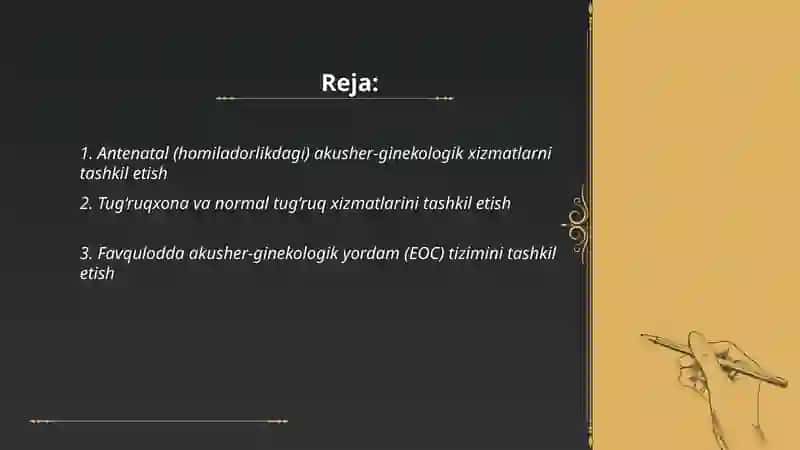 Akusher - ginekologik yordamni tashkil etish 2