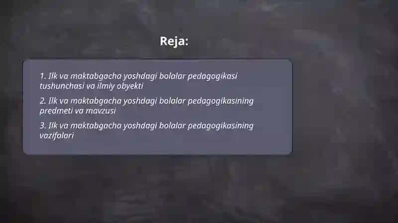 Ilk va maktabgacha yoshdagi bolalar pedagogikasi 2