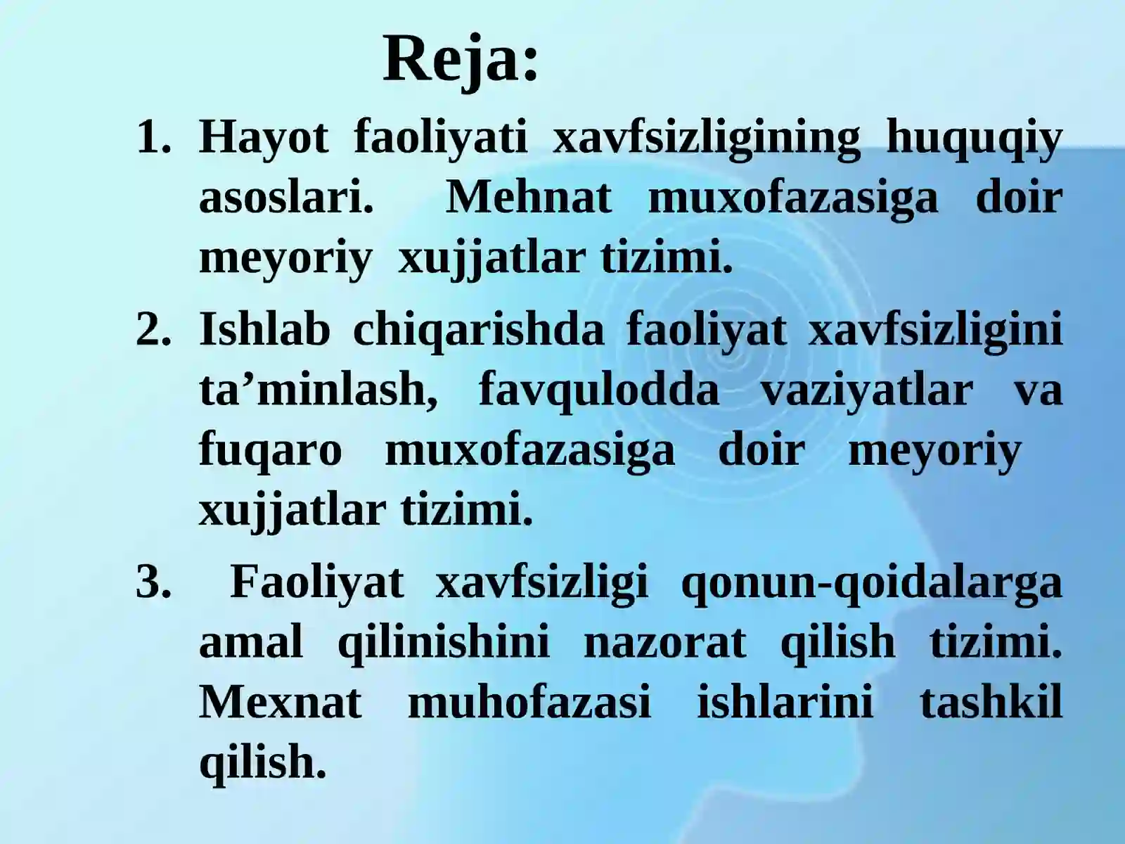 Hayot faoliyati xavfsizligining huquqiy va tashkiliy asoslari 2