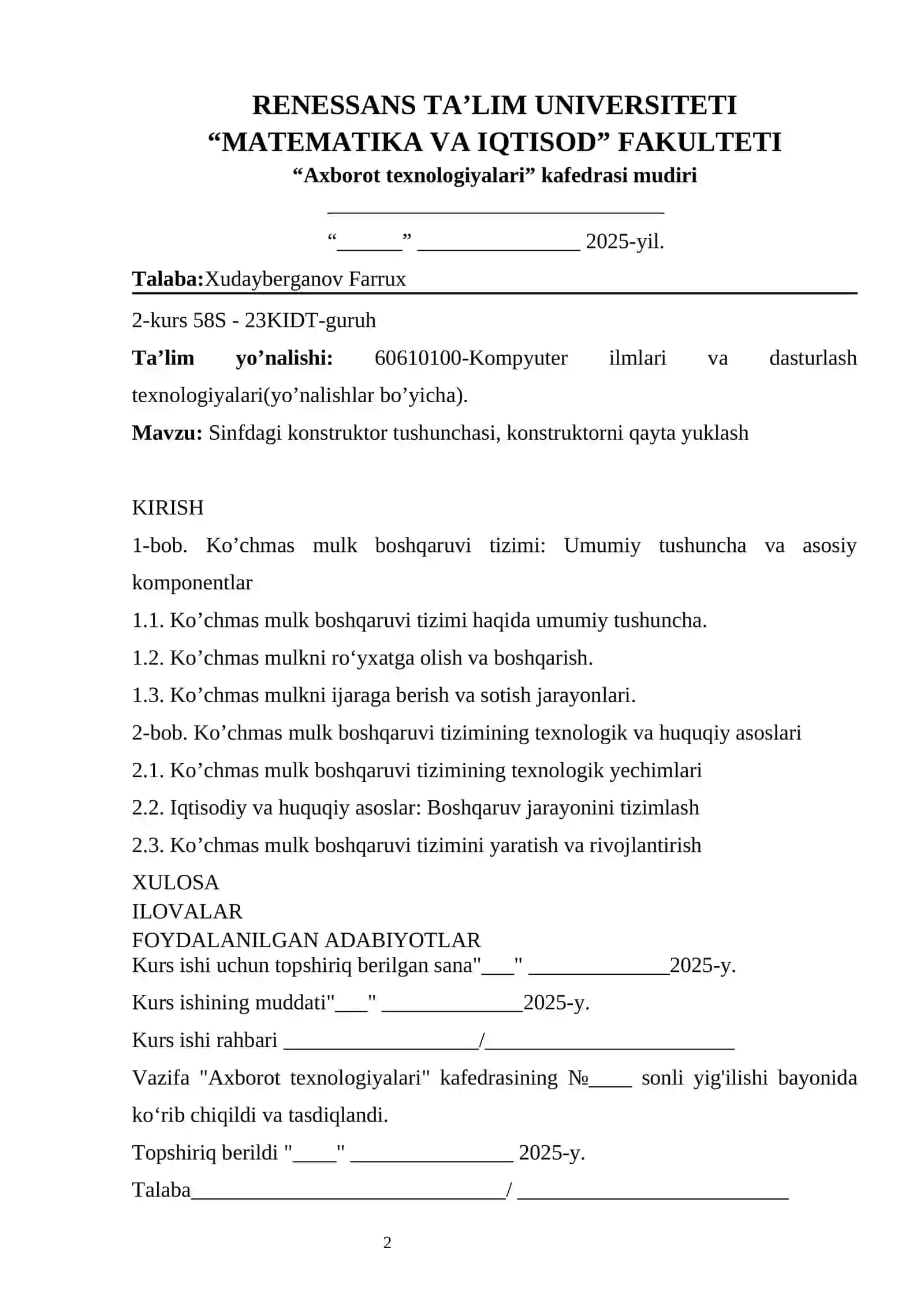 Ko'chmas Mulk Boshqaruvini Yaratish 2