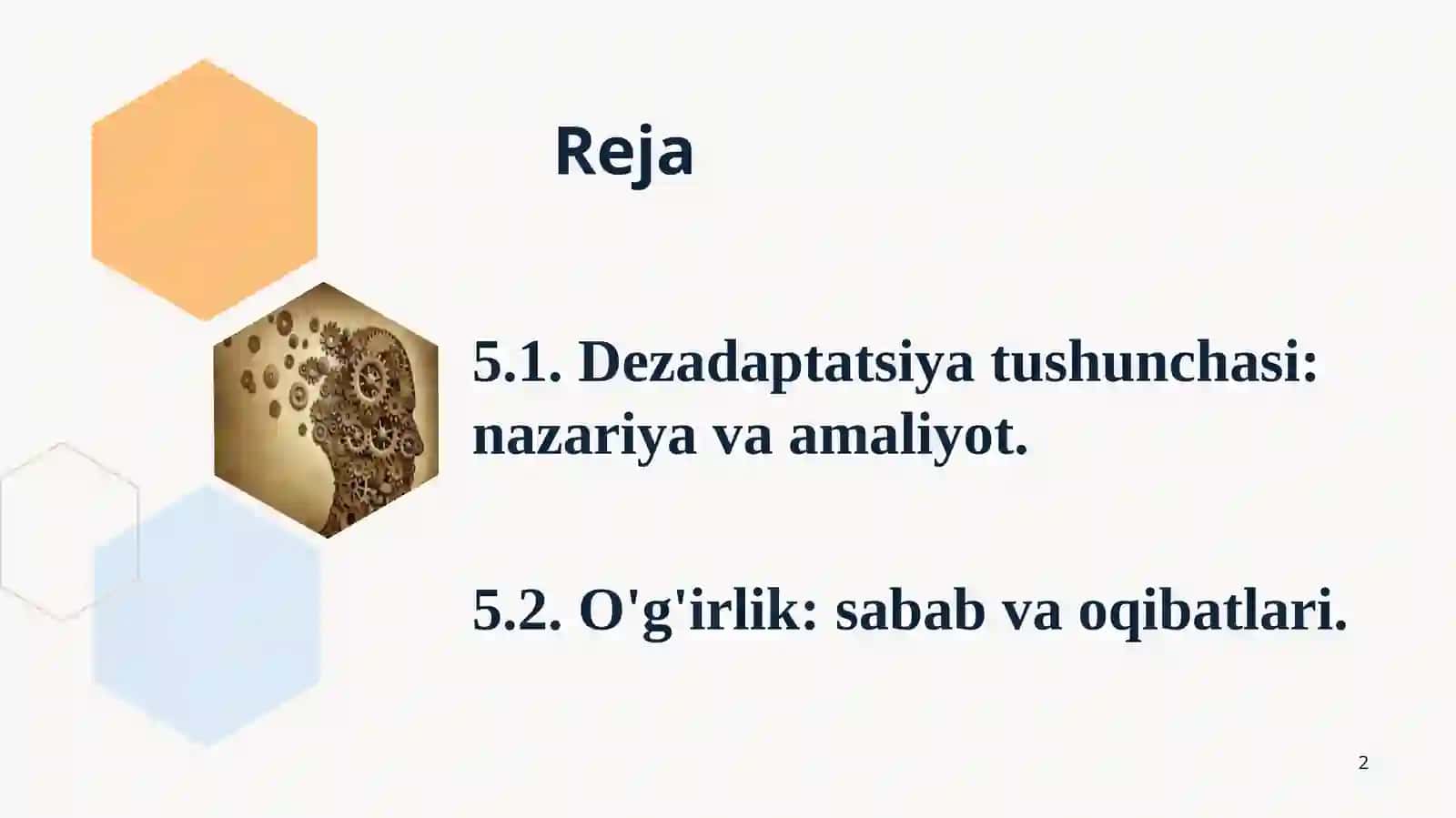 Dezadaptatsiya va uning o'smirxulqi danamoyon bo'lishi 2