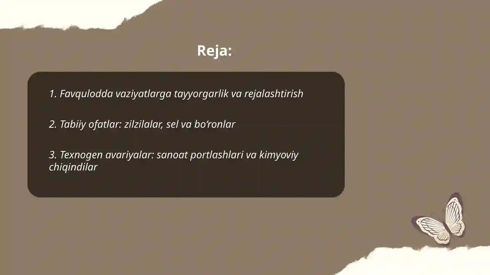 Tabiiy, texnogen, ekologik va ijtimoiy tusdagi favqulotda vaziyatlarda 2
