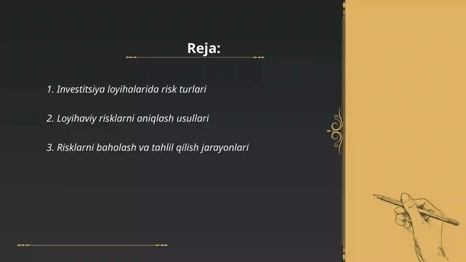 Investitsiya loyihalarini amalga oshirishda risklar va ularni boshqarish 2