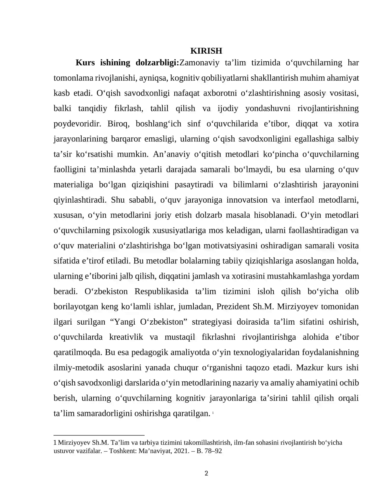 Oʻqish savodxonligi darslarida oʻquvchilarning eʼtibor, diqqat va xotirasini rivojlantirishda oʻyin metodlaridan foydalanish 2