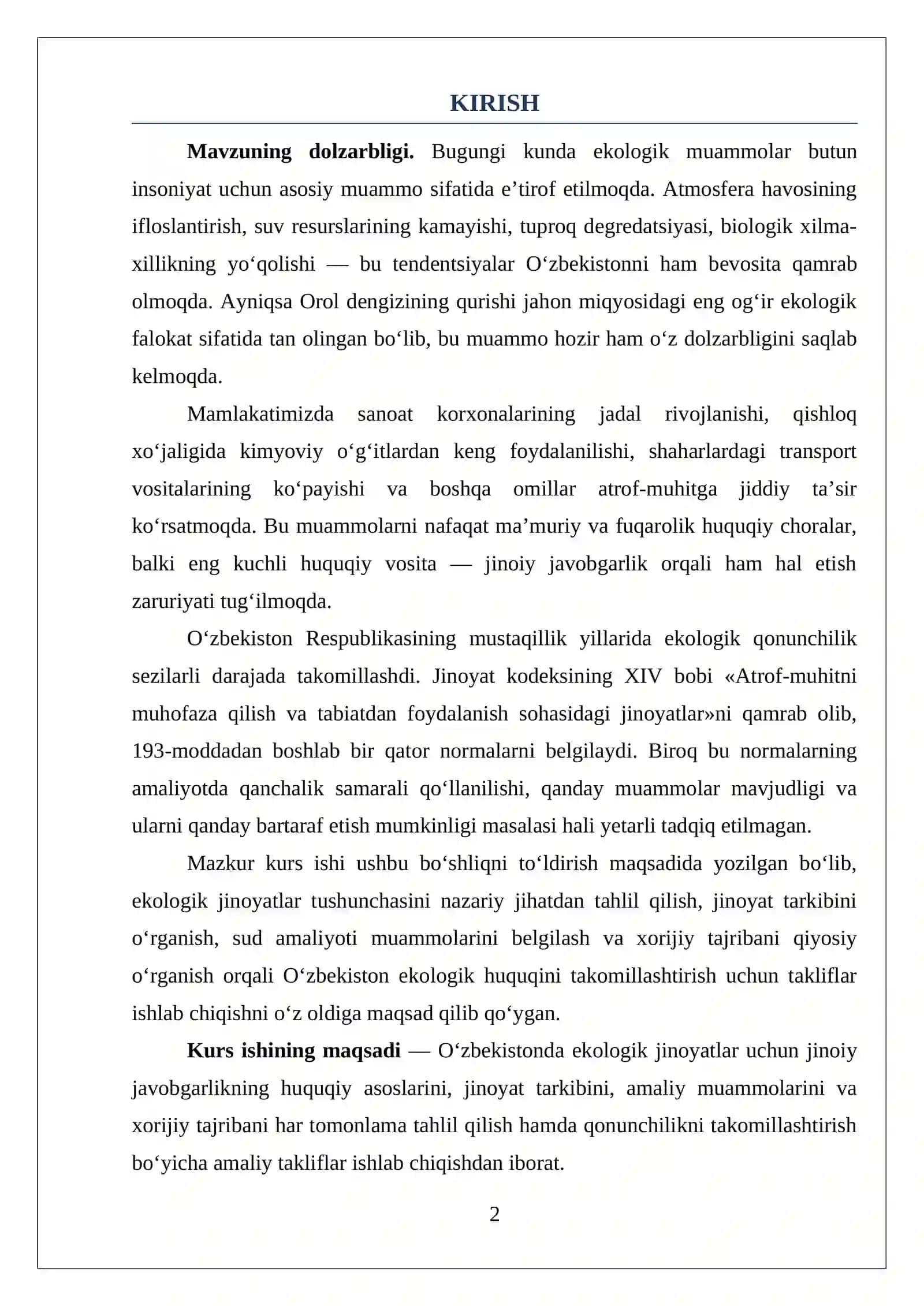 O‘zbekistonda ekologik jinoyatlar uchun jinoiy javobgarlik 26 2