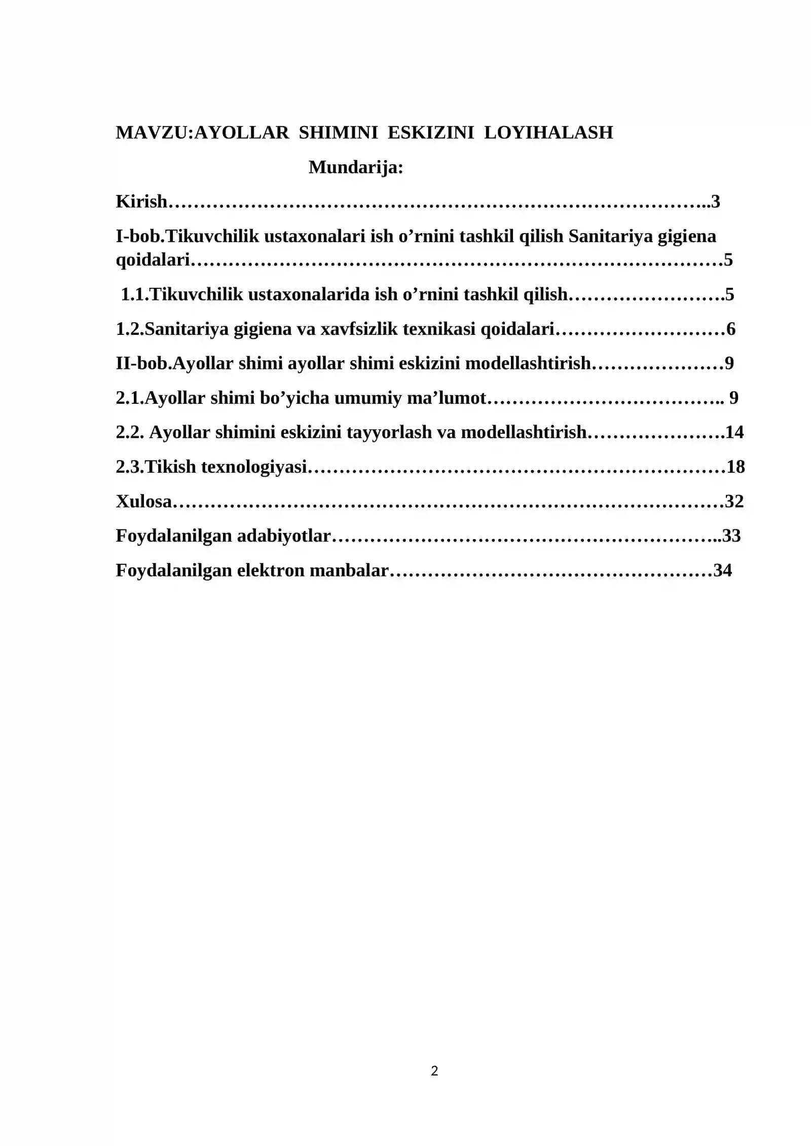 Ayollar shimini eskizini loyihalash 2