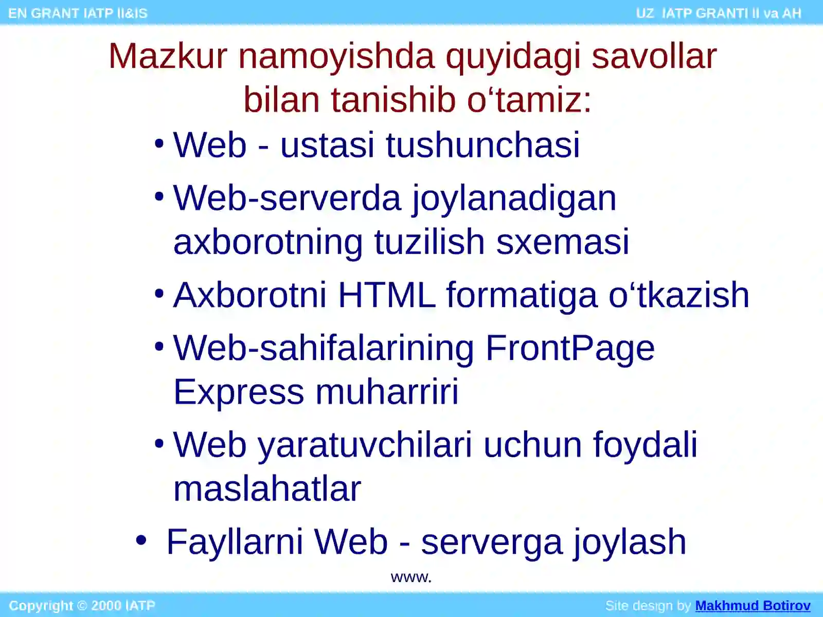 WEB - SAHIFALAR YARATISH 2