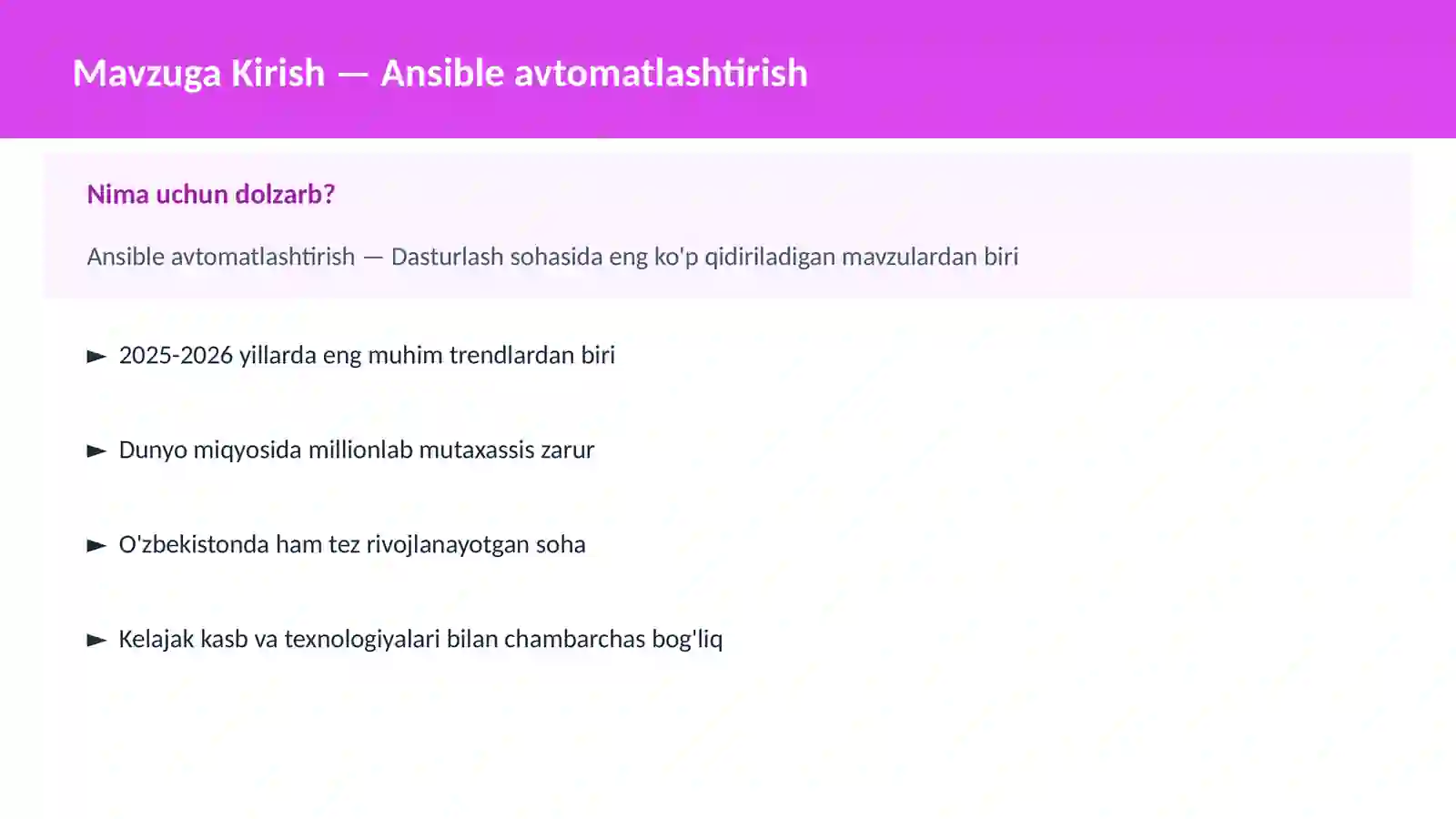 Ansible avtomatlashtirish 2