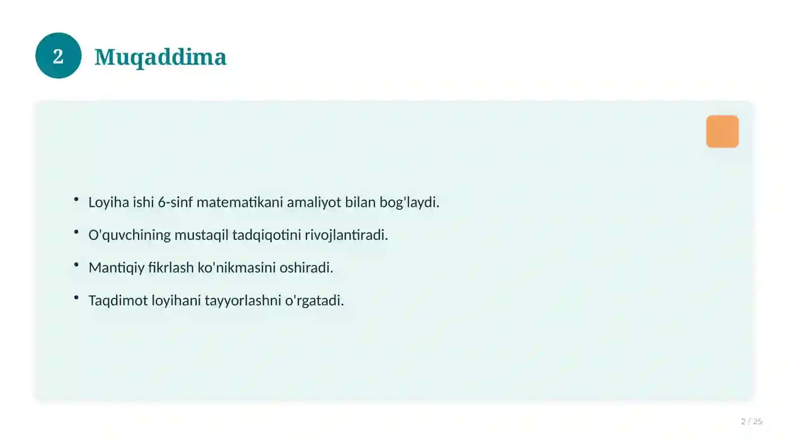 6-sinf matematika fanidan loyiha ishi 2