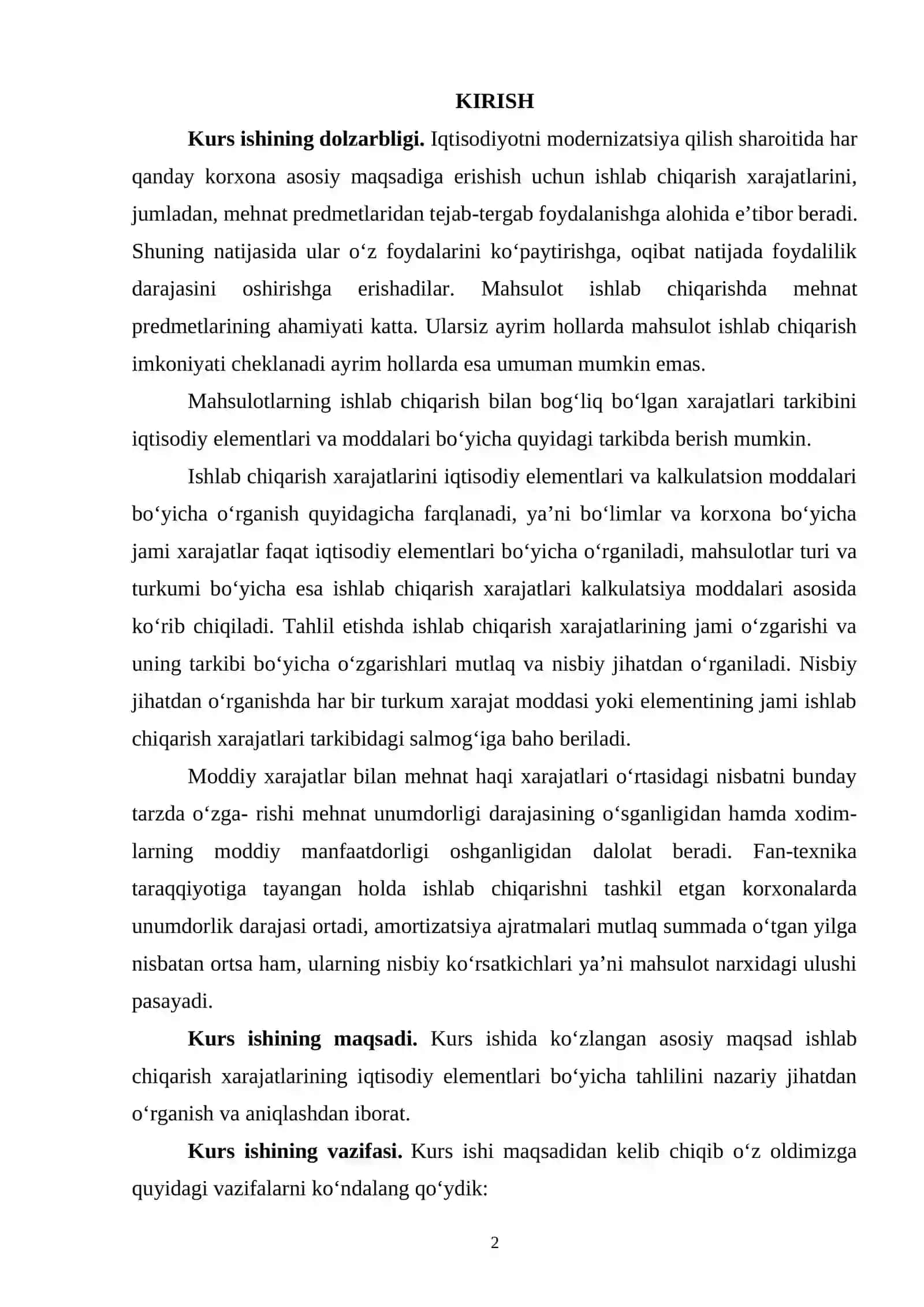 Ishlab chiqarish xarajatlarining iqtisodiy elementlari bo‘yicha tahlil 2