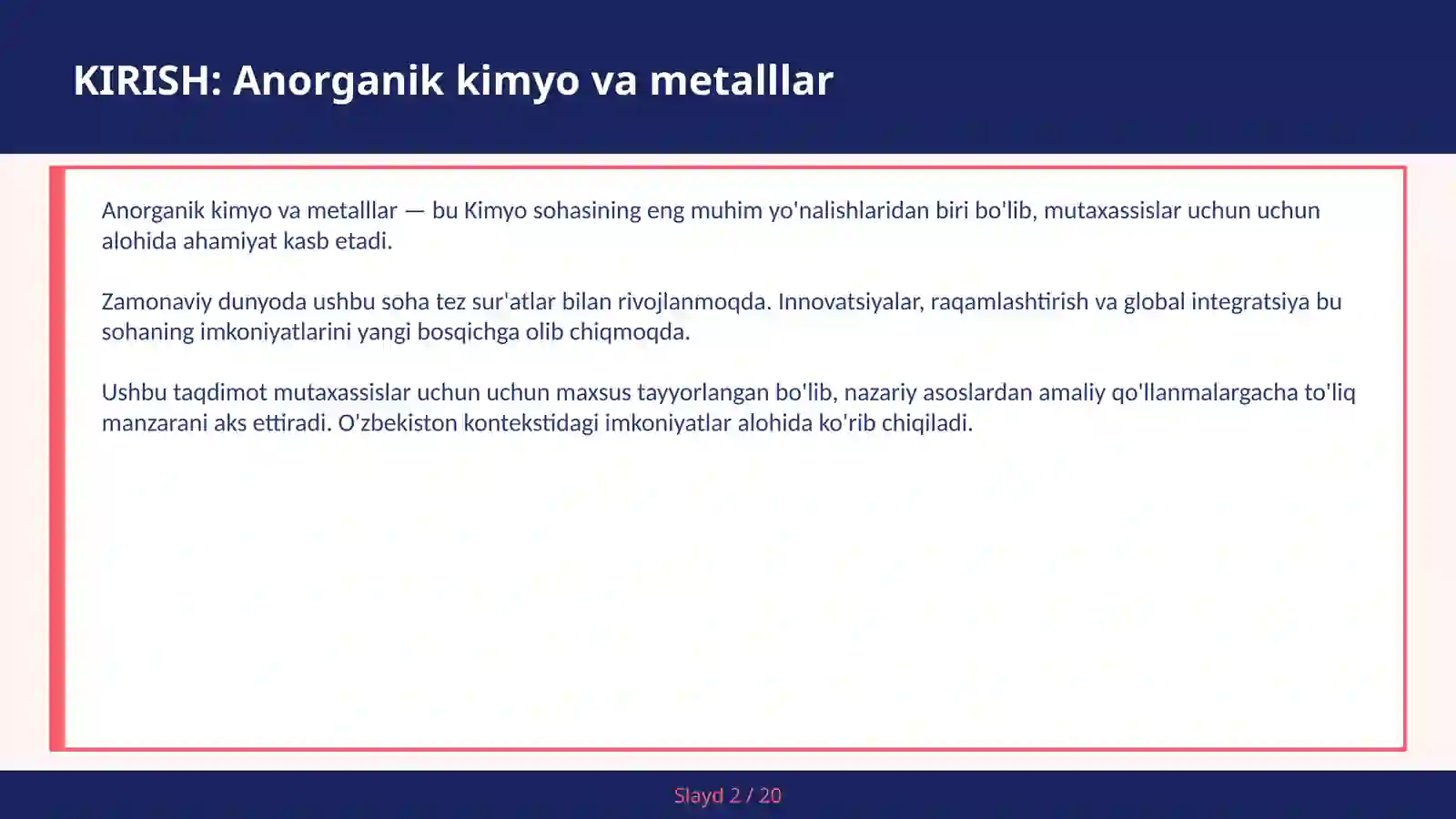 ANORGANIK KIMYO VA METALLLAR 2