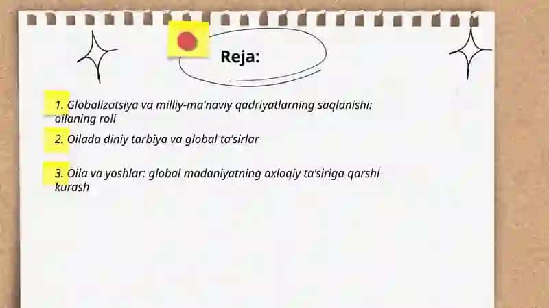 Globalizatsiya sharoitida oilaning ma'naviy himoyasi 2