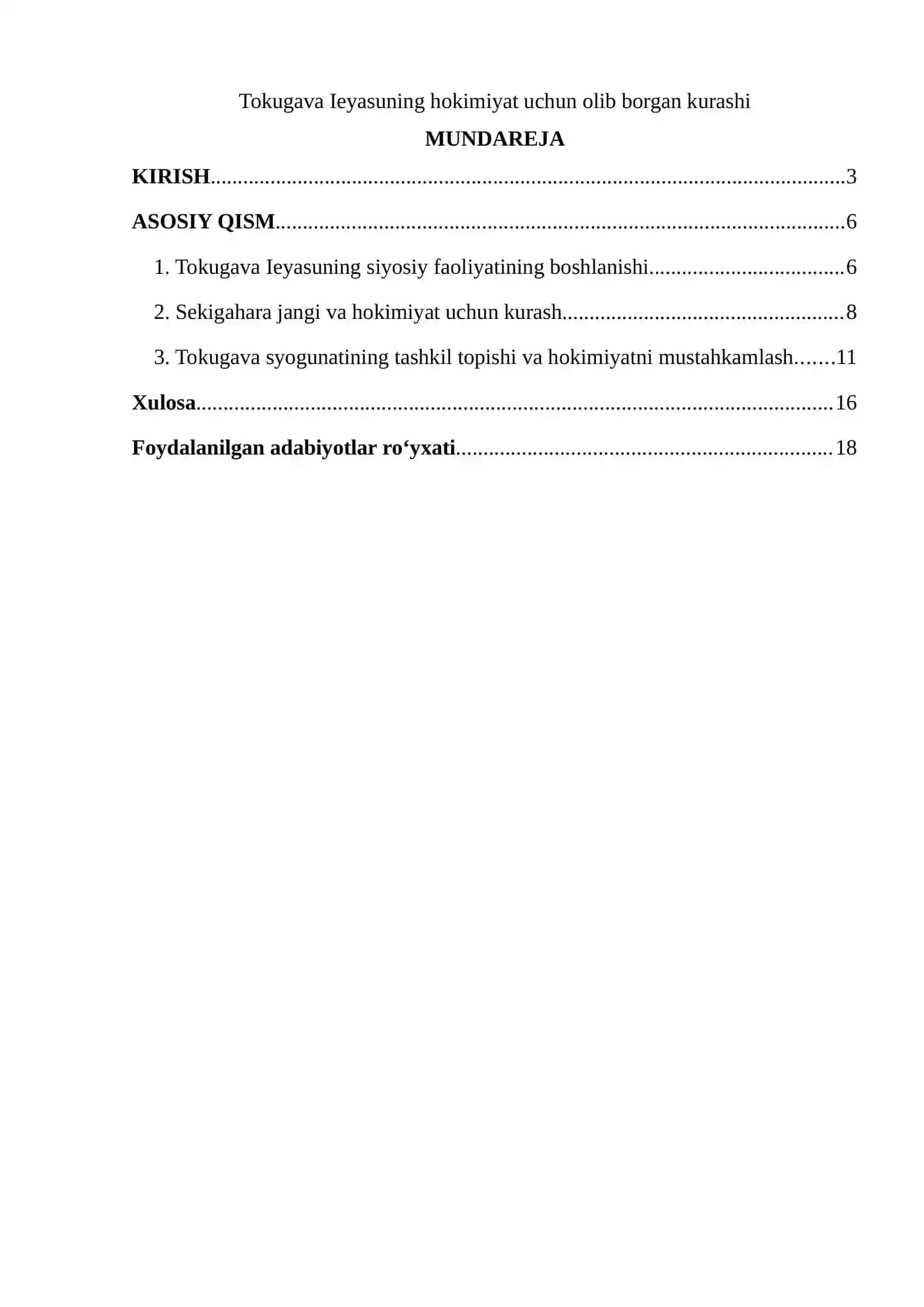 Tokugava Ieyasuning hokimiyat uchun olib borgan kurashi 2