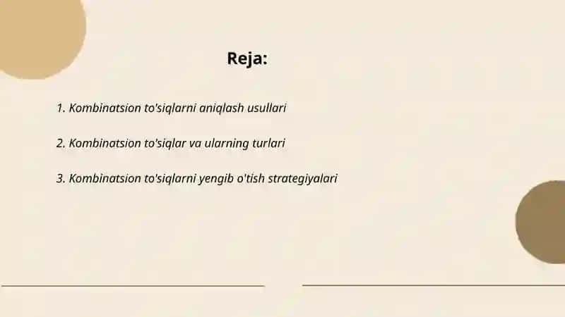 Kombinatsion tosiqlar 2
