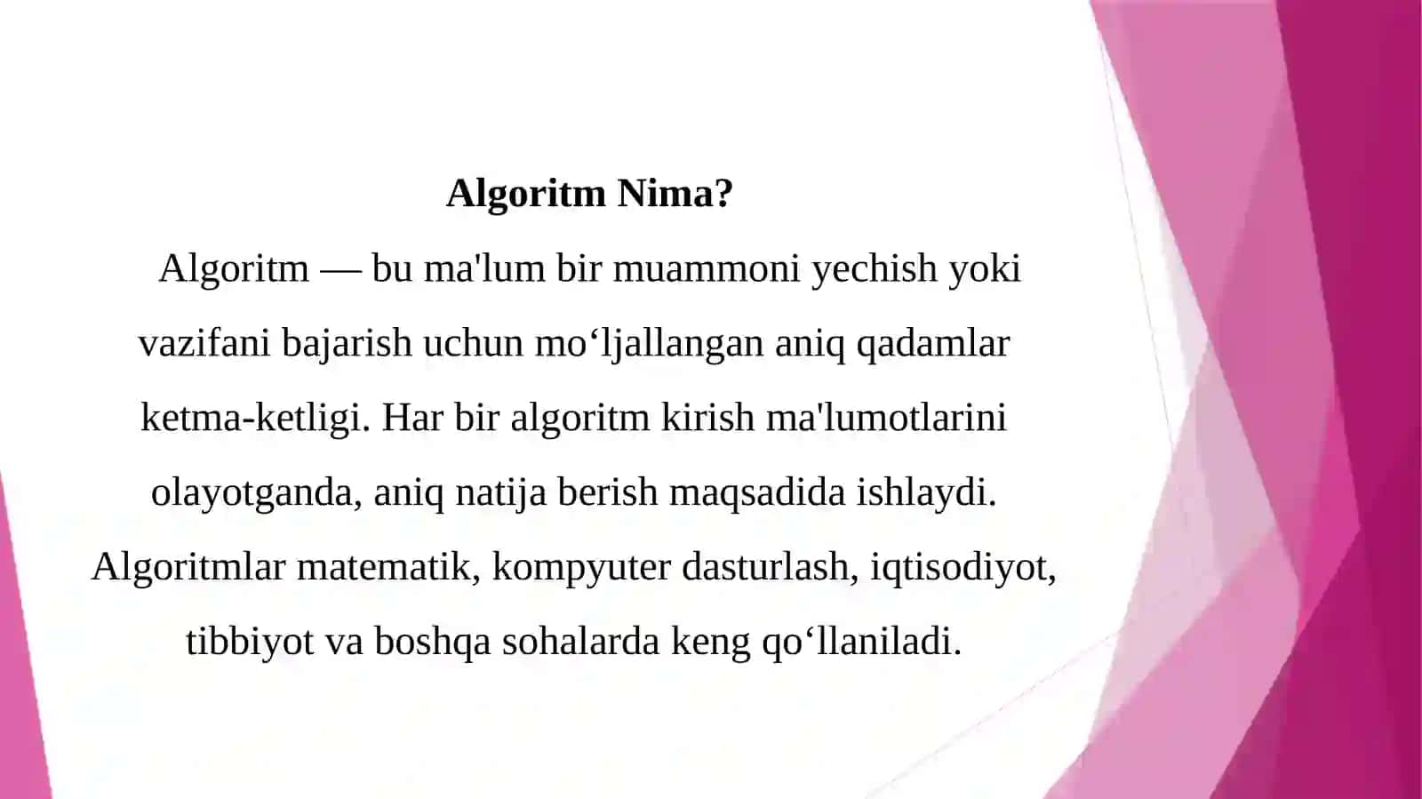 Algoritm Nima? 2