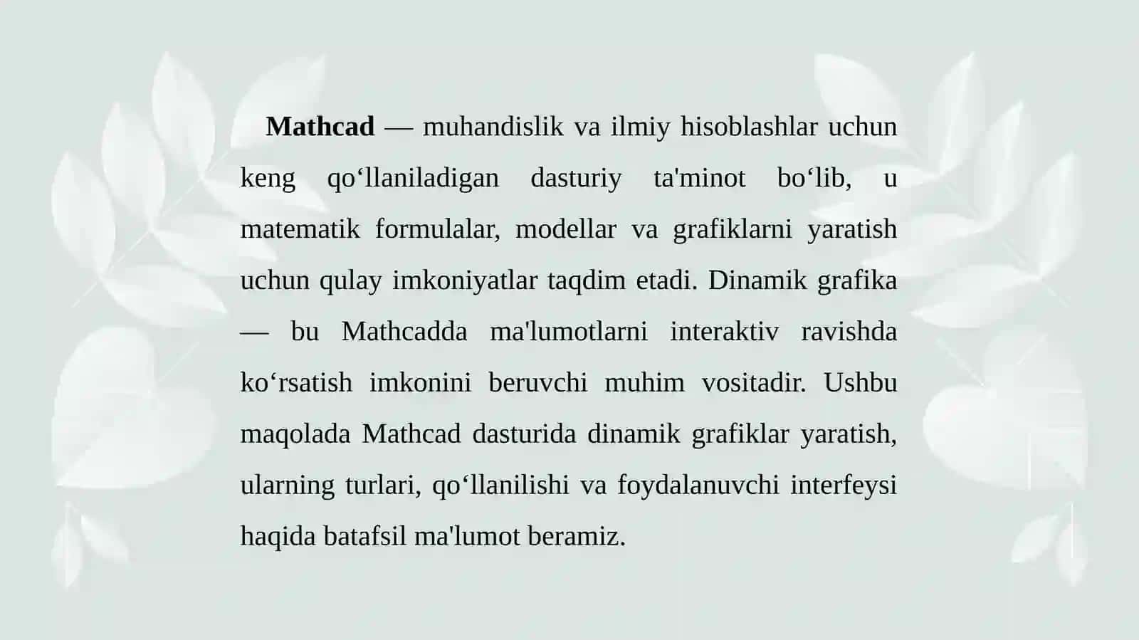 Mathcad Dasturida Dinamik Grafika 2