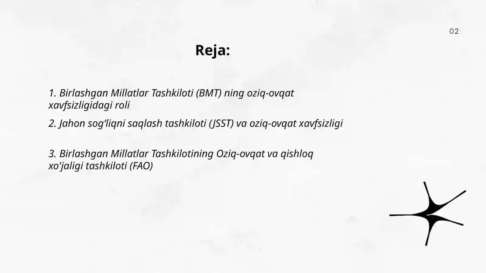 Oziq-ovqat xavfsizligida xalqaro tashkilotlar tutgan oʻrni 2