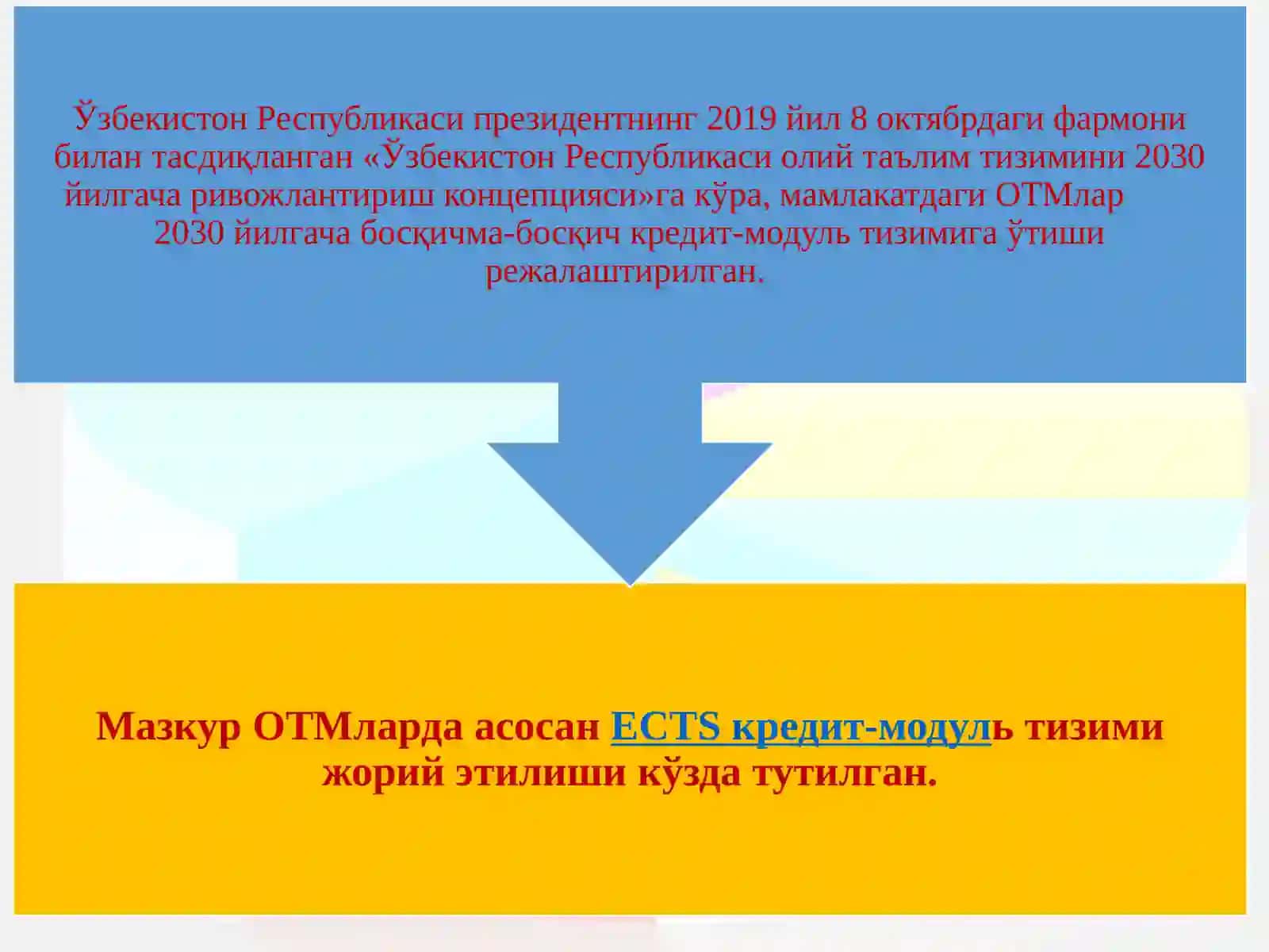 КРЕДИТ-МОДУЛЬ ТИЗИМИДА ТАЪЛИМ ЖАРАЁНИНИ ТАШКИЛ ЭТИШ 2
