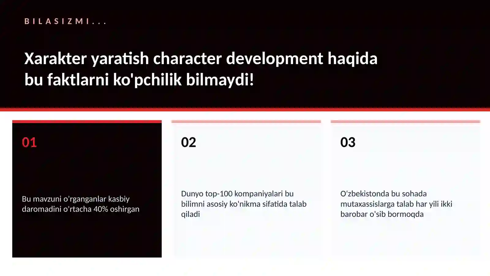 Xarakter yaratish character development 2