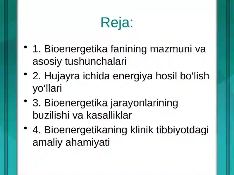 Bioenergetikaning tibbiy ahamiyati 2
