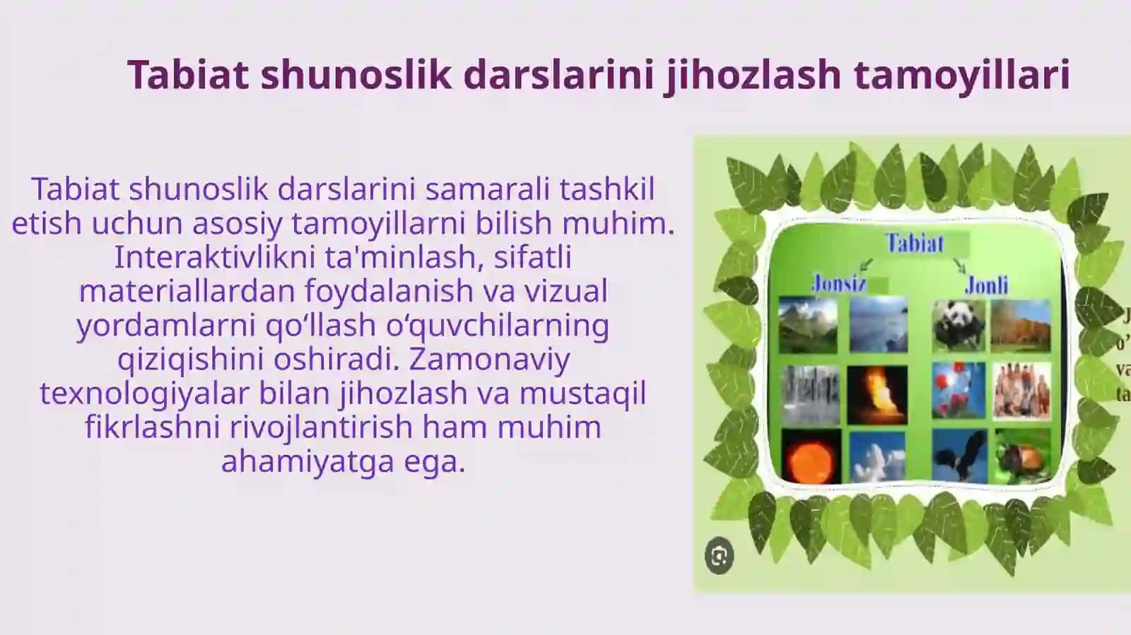 Tabiatshunoslik darslarini jihozlash va oʻlkashunoslik burchagini tashkiletish 2