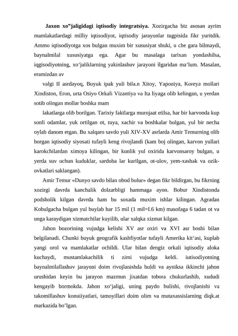 Jahon xo`jaligi to'g'risidagi iqtisodiy ta`limotlar 2